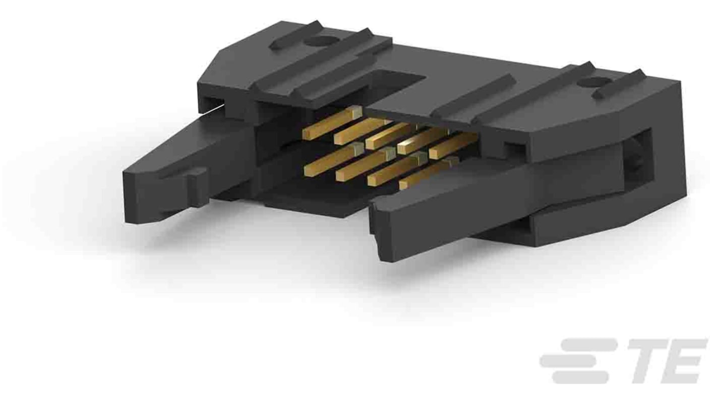 TE Connectivity AMP-LATCH Leiterplatten-Stiftleiste Gerade, 10-polig / 2-reihig, Raster 2.54mm, Kabel-Platine,