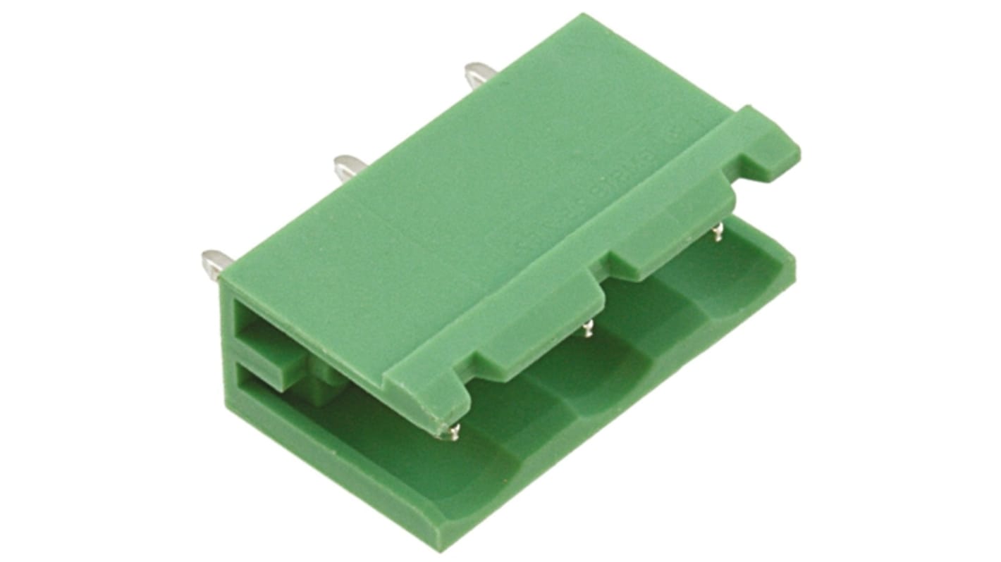 Borne enchufable para PCB Ángulo recto Phoenix Contact serie GMSTBV 2.5/ 3-G-7.62 de 3 vías, 1 fila, paso 7.62mm, para