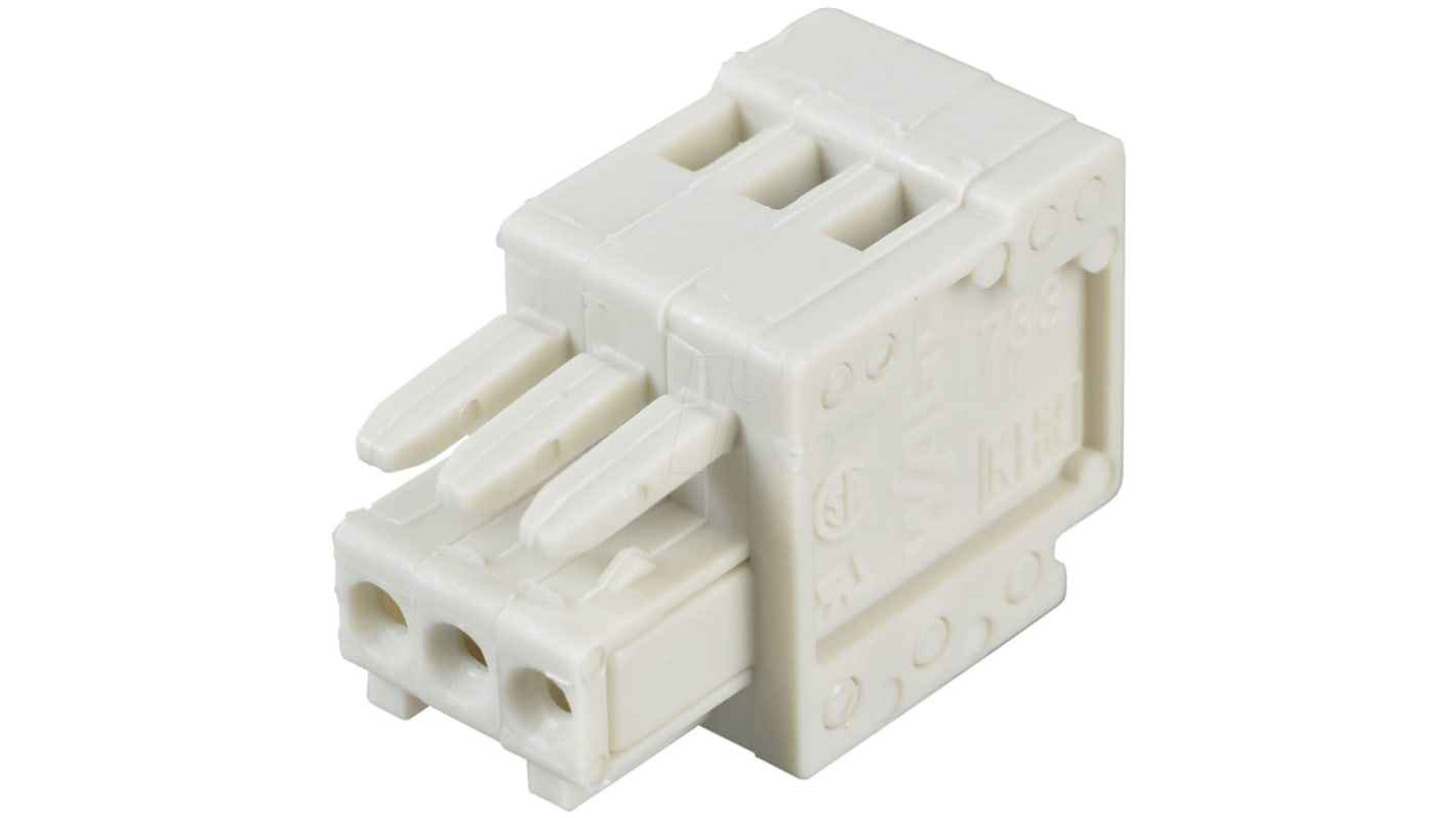 Wago 2.5mm Pitch 3 Way Pluggable Terminal Block, Plug, Cable Mount