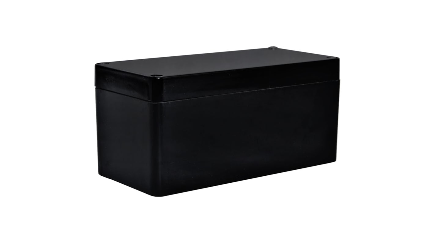 RS PRO Black Fibreglass Reinforced Polyester General Purpose Enclosure, IP66, Black Lid, 110 x 75 x 75mm