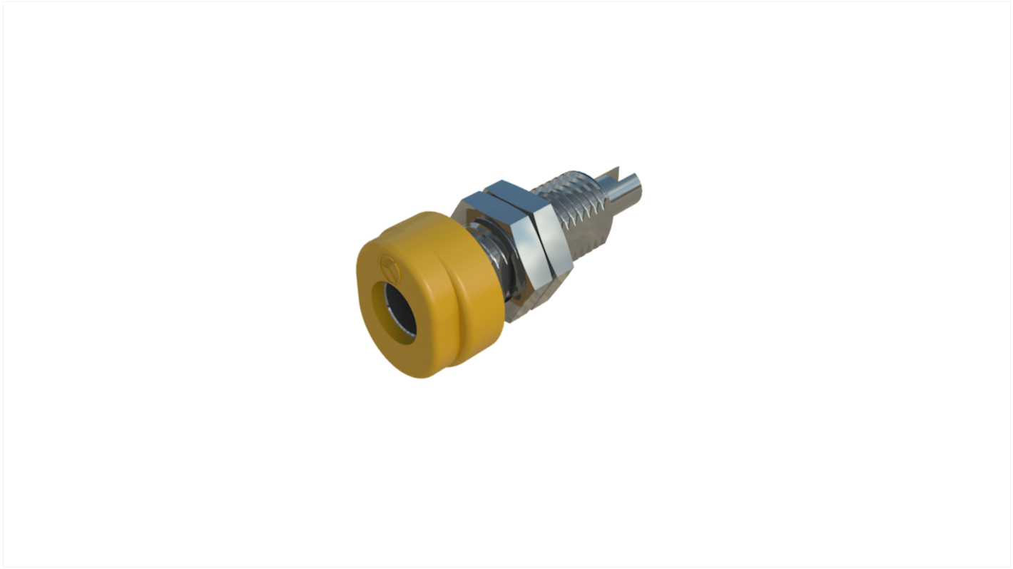 Hirschmann Test & Measurement Yellow Female Banana Socket, 4 mm Connector, Solder Termination, 16A, 30 V ac, 60V dc,