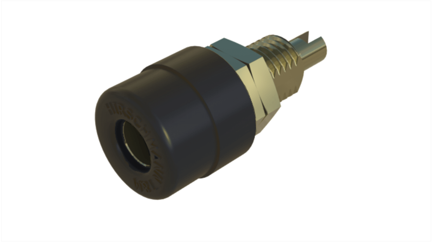 Hirschmann Test & Measurement Black Female Banana Socket, 4 mm Connector, Solder Termination, 32A, 30 V ac, 60V dc,