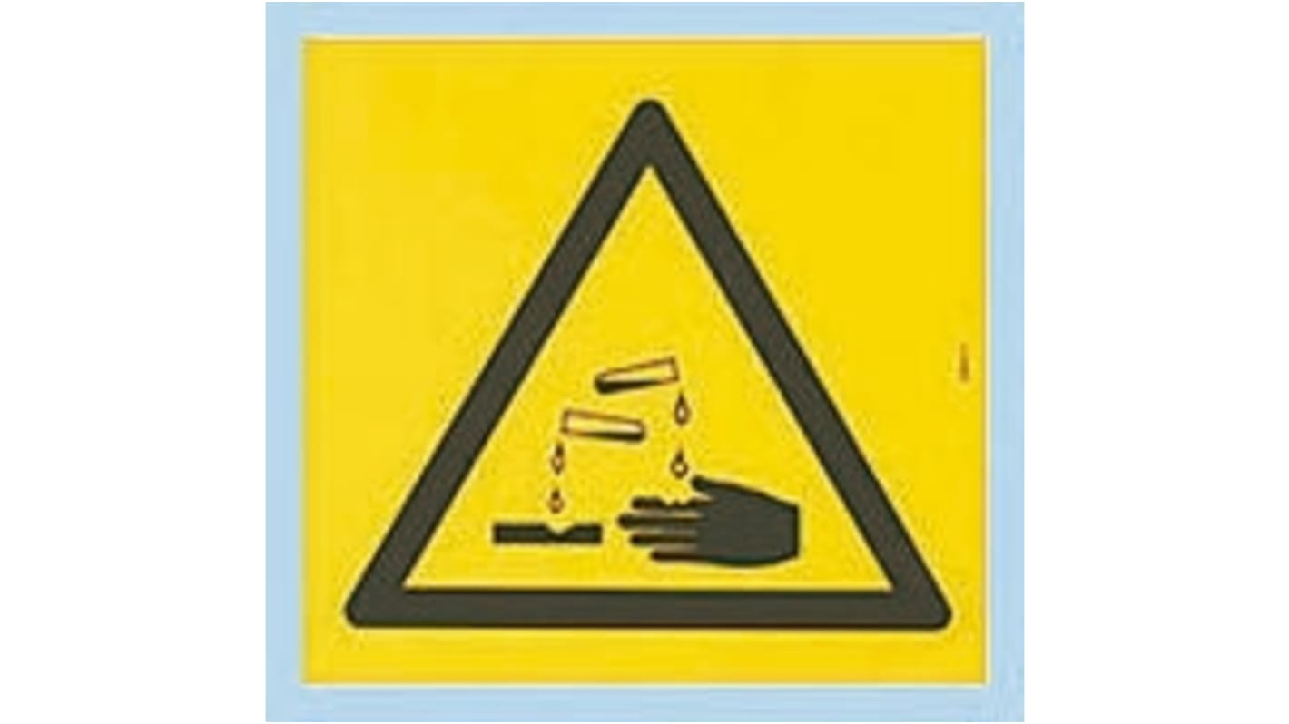 Etichetta Pericolo sostanze corrosive, in Inglese, Autoadesivo