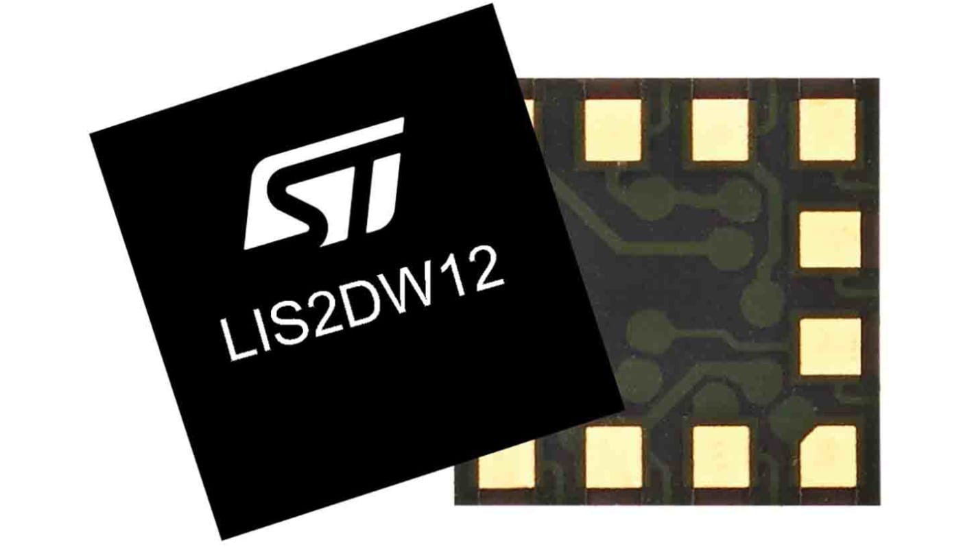 STマイクロ,  3軸 加速度センサ IC, I2C、SPI, 12-Pin LGA 加速度計 LIS2DW12TR