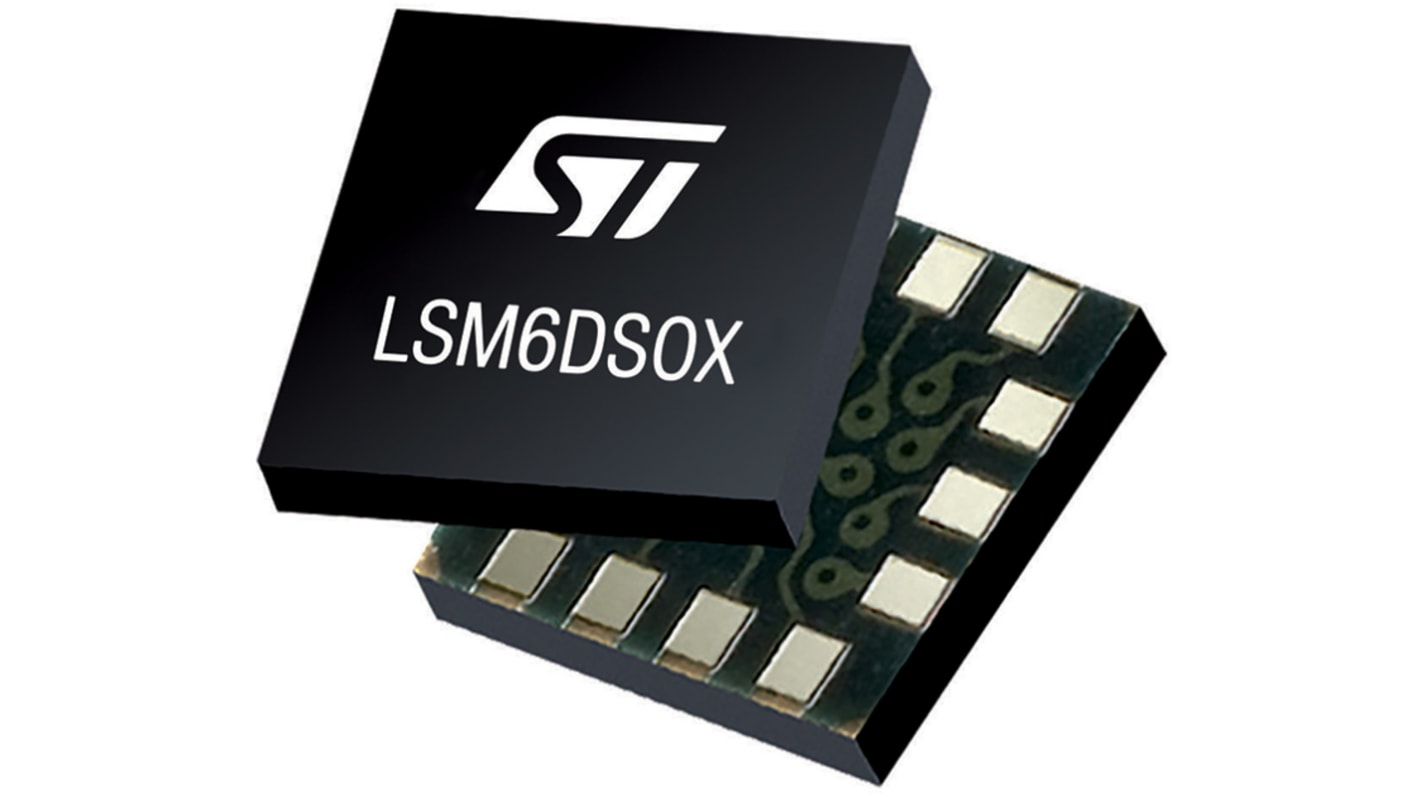 STマイクロ,  3軸 加速度センサ IC, 14-Pin LGA 加速度計 LSM6DSOXTR