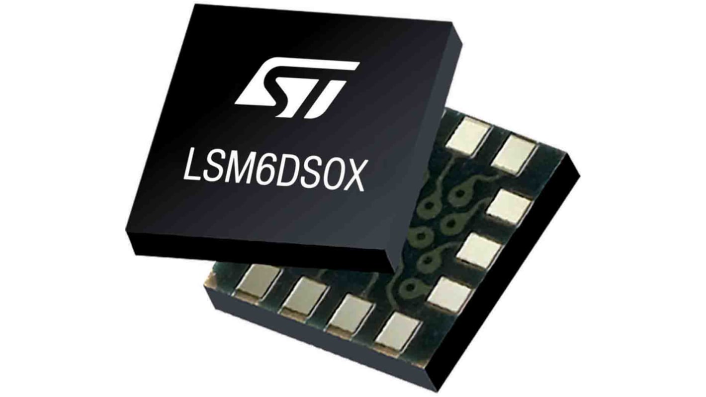 STマイクロ,  3軸 加速度センサ IC, 14-Pin LGA 加速度計 LSM6DSOXTR