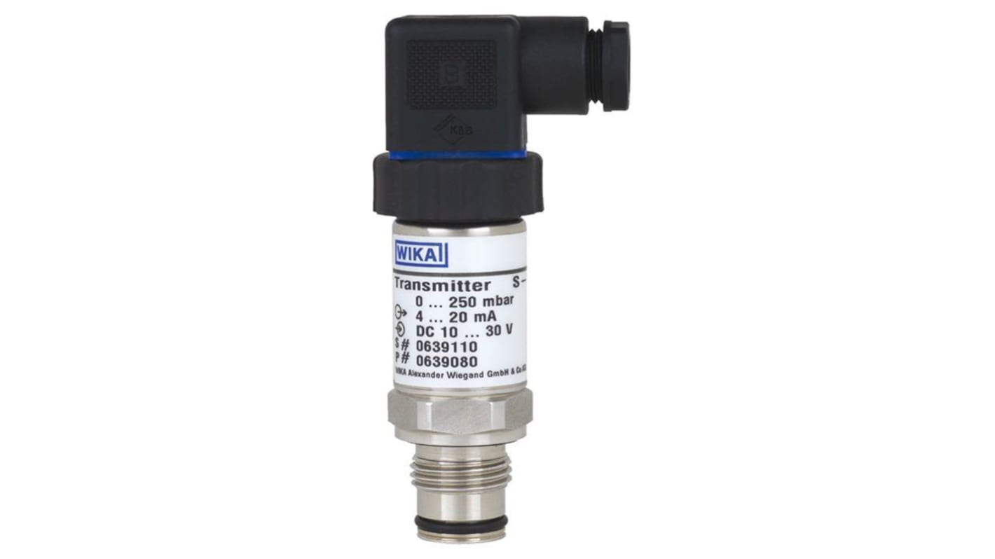 Sensor de presión WIKA, 0bar → 1.6bar, 10→ 30 vc.c., salida Corriente, para Adhesivo, Medios Contaminados,