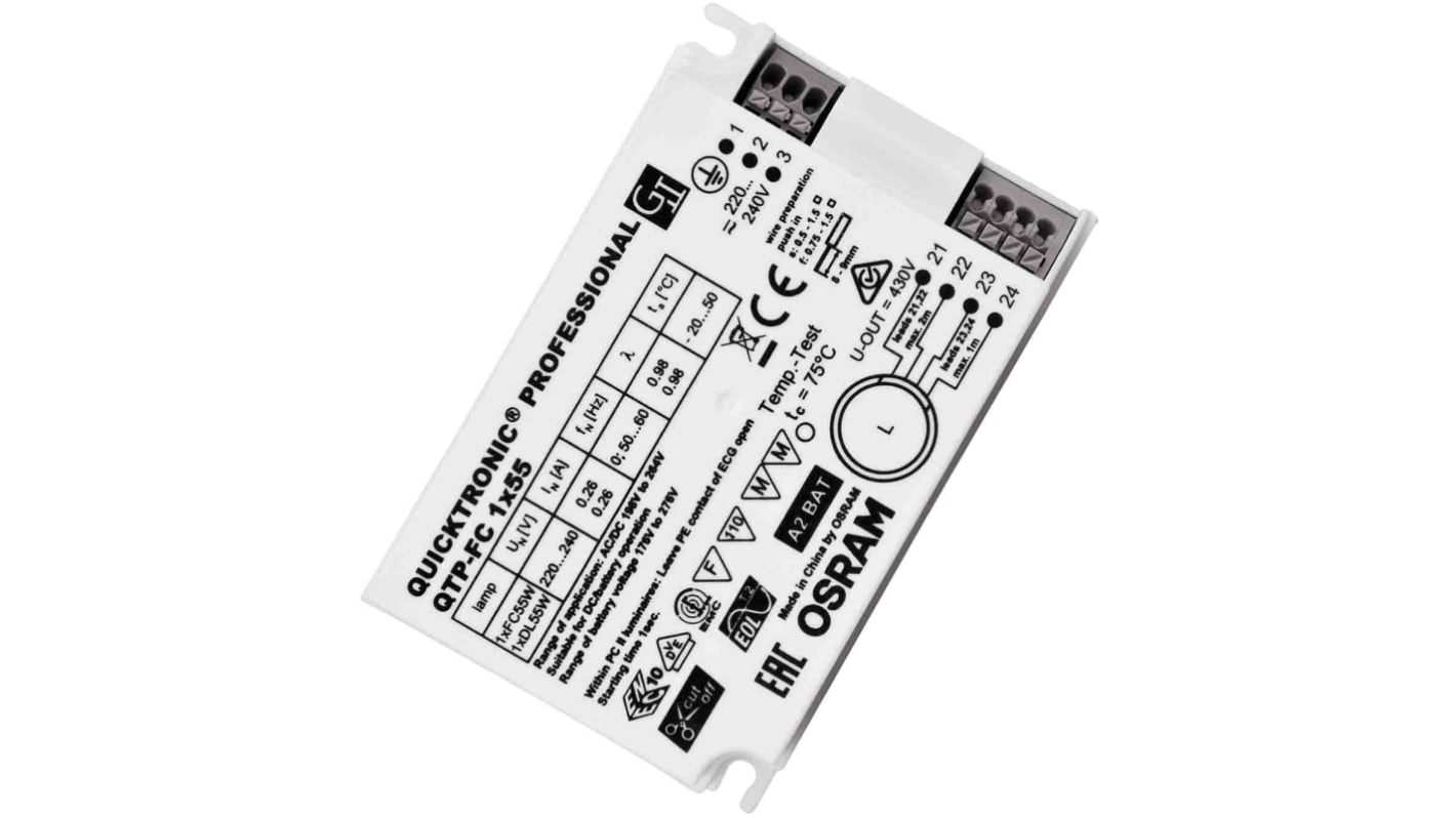 Osram 55 W Electronic Fluorescent Lighting Ballast, 220 → 240 V