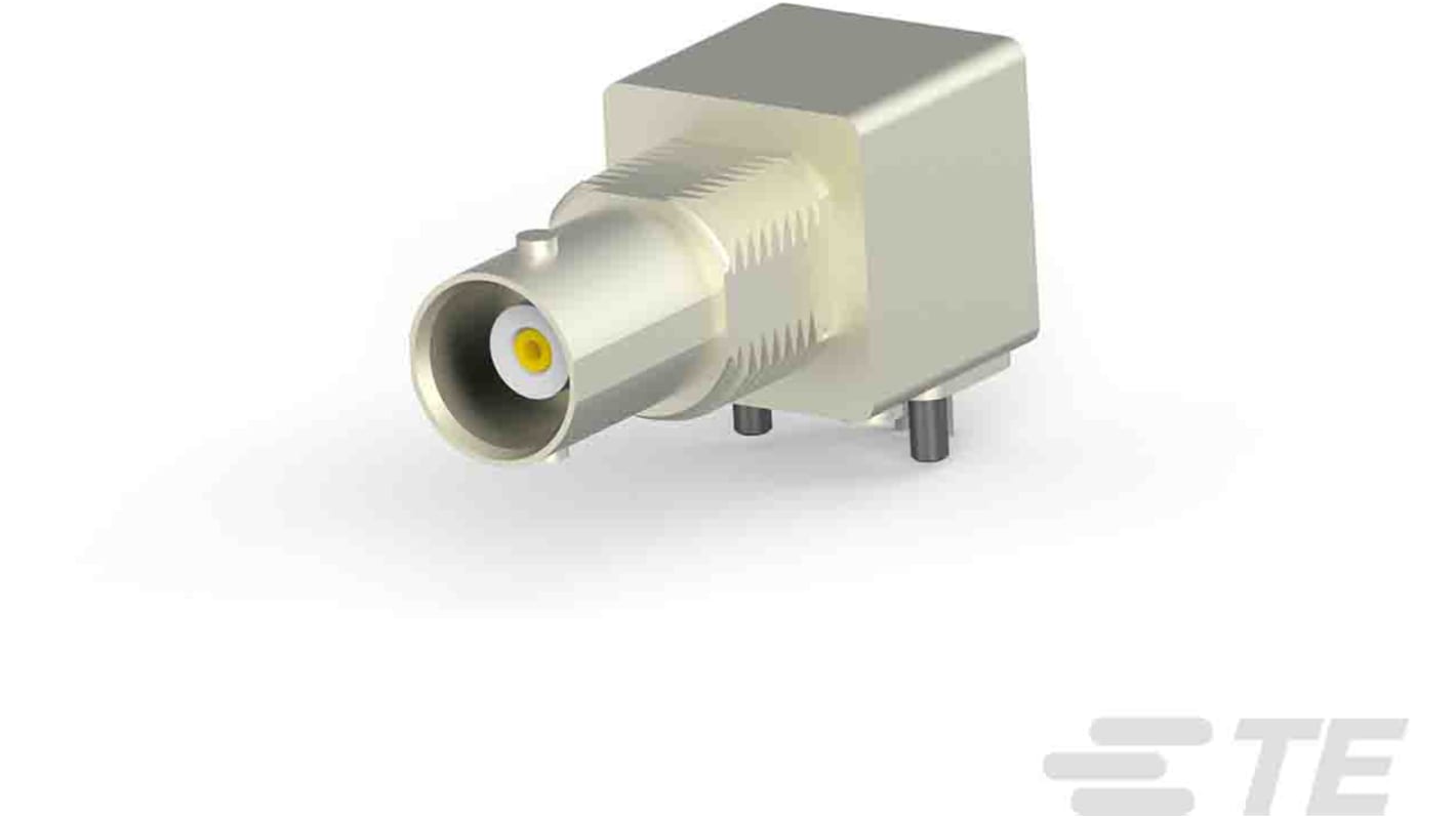 Conector coaxial TE Connectivity 5227661-1, Hembra, Ángulo de 90° , Impedancia 50Ω, Montaje en orificio pasante,