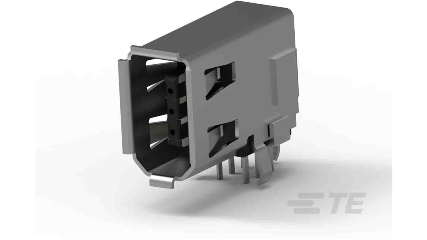 Conector Firewire TE Connectivity 5787956-1, 6 contactos, Ángulo de 90° , Montaje en orificio pasante, Hembra serie