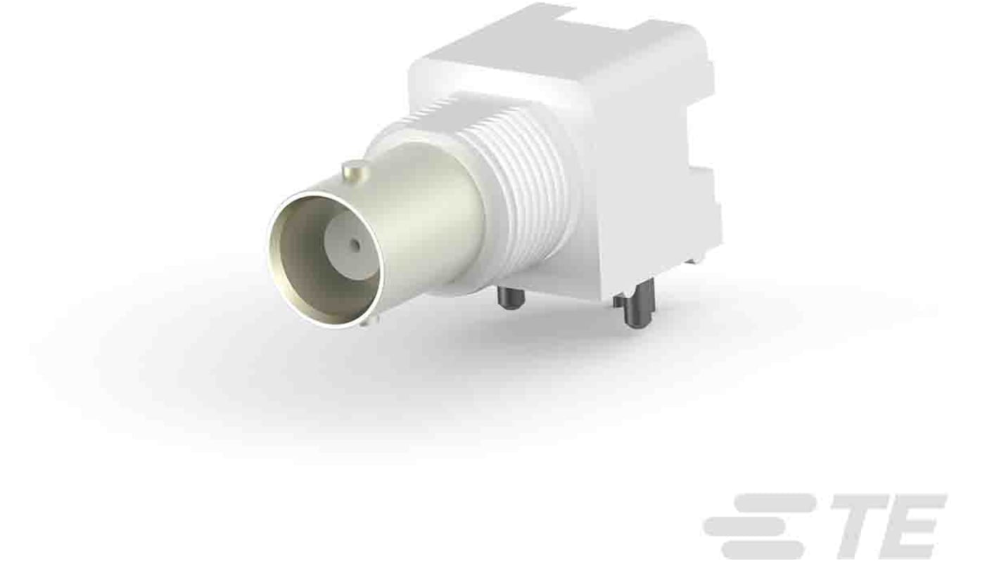 Conector coaxial TE Connectivity 5227161-3, Hembra, Ángulo de 90° , Impedancia 50Ω, Montaje en orificio pasante,