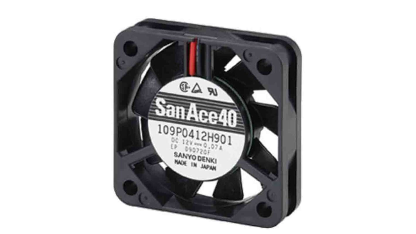 Ventilador Axial Sanyo Denki 109P de 40 x 40 x 10mm, 5 V dc, 800mW, caudal 5.3cfm, 25dB(A), salida Pulso