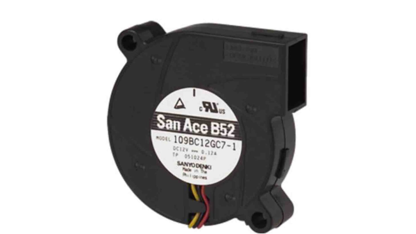 DC fúvó ventilátor San Ace B52 9BC sorozat, 24 V DC, 4.4ft³/perc, 6200rpm, 43dB(A), csapágy: golyós, 52x15mm