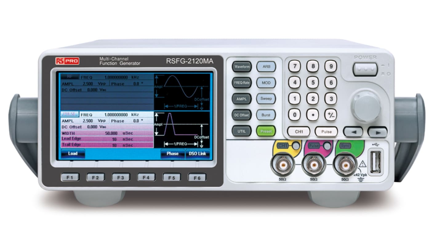 RS PRO funkciógenerátor, 20dB, 266 x 293 x 107mm, LAN, USB