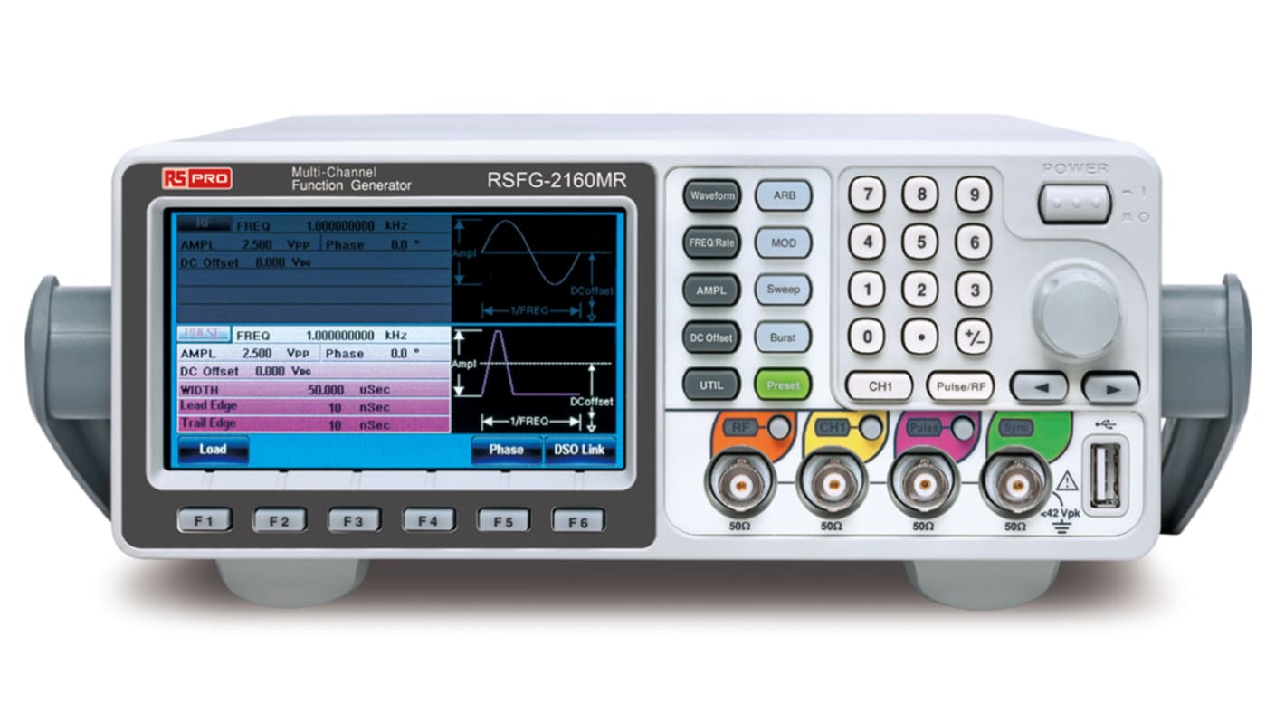 RS PRO RSFG-2160MR Function Generator, 25MHz Max, FM Modulation - With RS Calibration