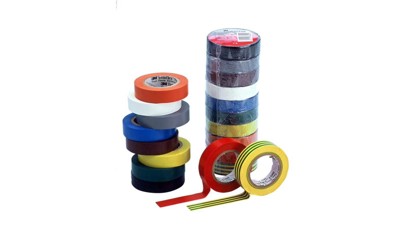 Cinta aislante de PVC Temflex® 1300 de color Colores variados, 15mm x 10m, grosor 0.18mm