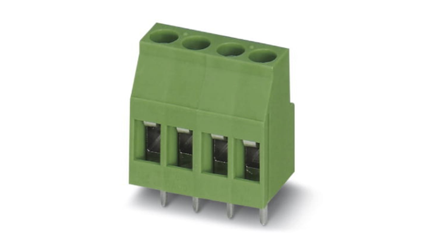 Phoenix Contact MKDS 3/ 4 Series PCB Terminal Block, 4-Contact, 5mm Pitch, Through Hole Mount, Screw Termination