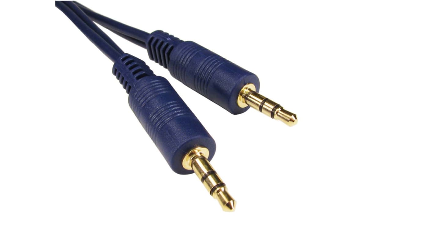 RS PRO Aux Kabel, Stereo-Jack, 3,5 mm / Stereo-Jack, 3,5 mm Stecker Stecker L. 1.2m Blau