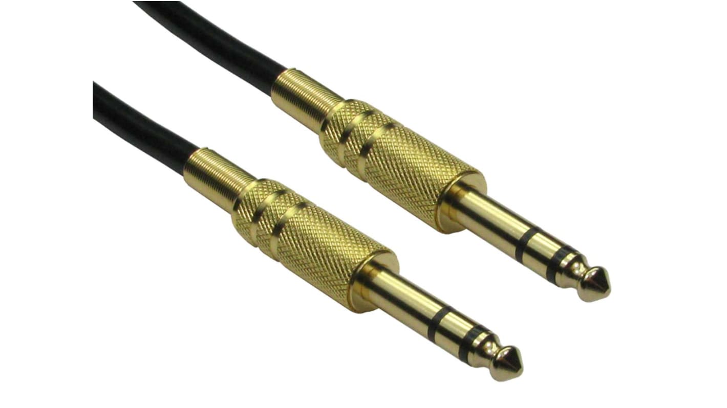 RS PRO Male 6.35mm Stereo Jack to Male 6.35mm Stereo Jack Aux Cable, Black, 10m