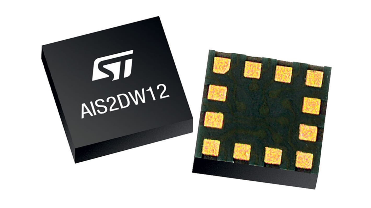 STマイクロ,  3軸 加速度センサ IC, I2C、SPI, 12-Pin LGA AEC-Q100 加速度計 AIS2DW12TR