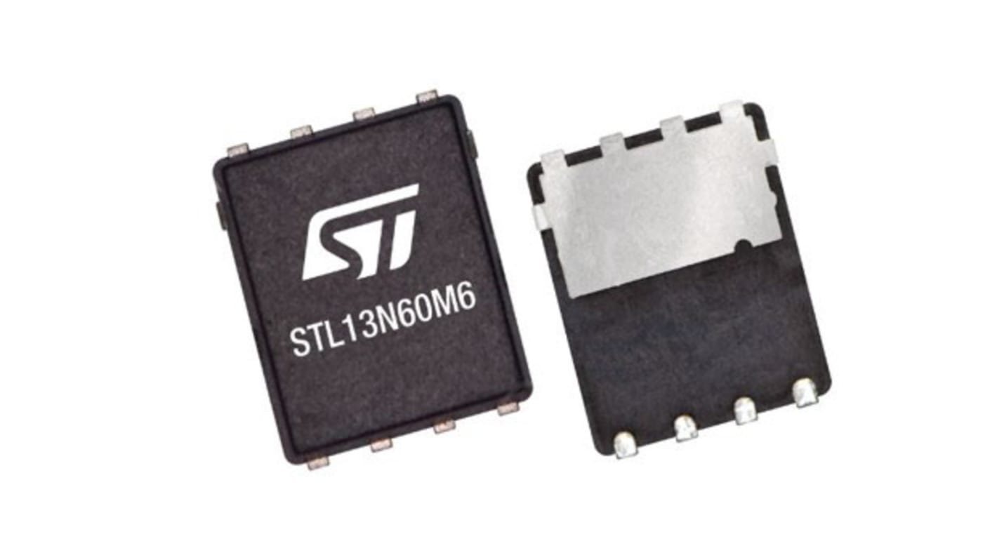 Transistor MOSFET STMicroelectronics STL10N60M6, VDSS 600 V, ID 5,5 A, PowerFLAT 5 x 6 HV de 8 pines, , config. Simple