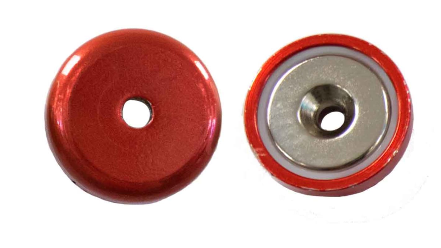 Neodymový magnet Válcový, nízký Šroubová 9kg, tloušťka: 7mm, M4 20mm Eclipse