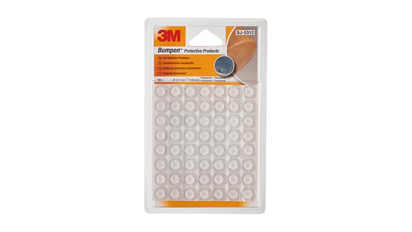 3M SJ5312 Selbstklebende Füße, Klebstoff, Rund, 3.5mm, ø 12.7mm, PUR, +66°C max.