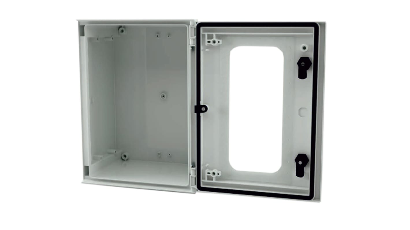 Caja de pared RS PRO de Poliéster Reforzado con Fibra de Vidrio Gris claro, con placa de montaje, IP66