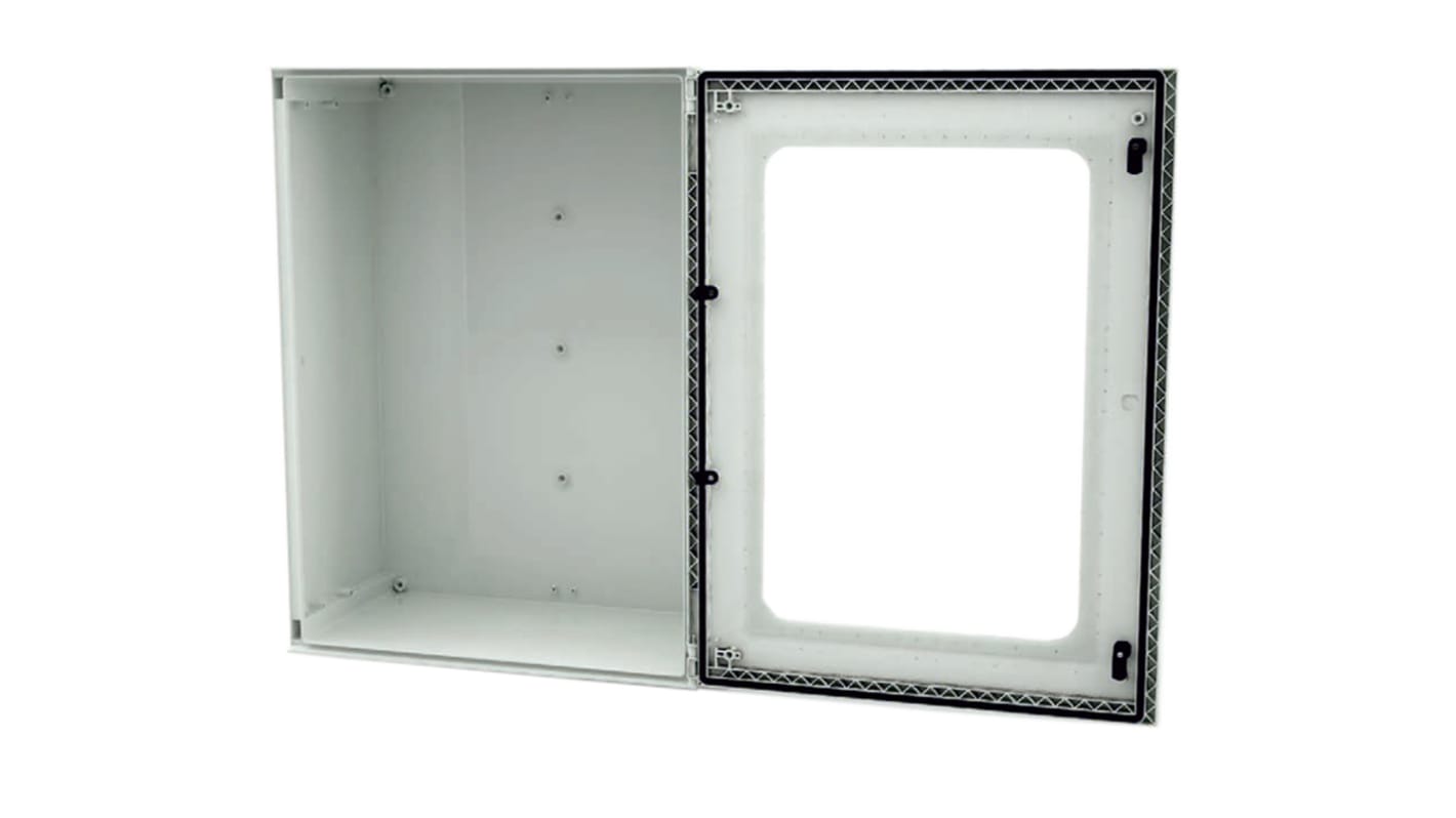 Caja de pared RS PRO de Poliéster Reforzado con Fibra de Vidrio Gris claro, con placa de montaje, IP66