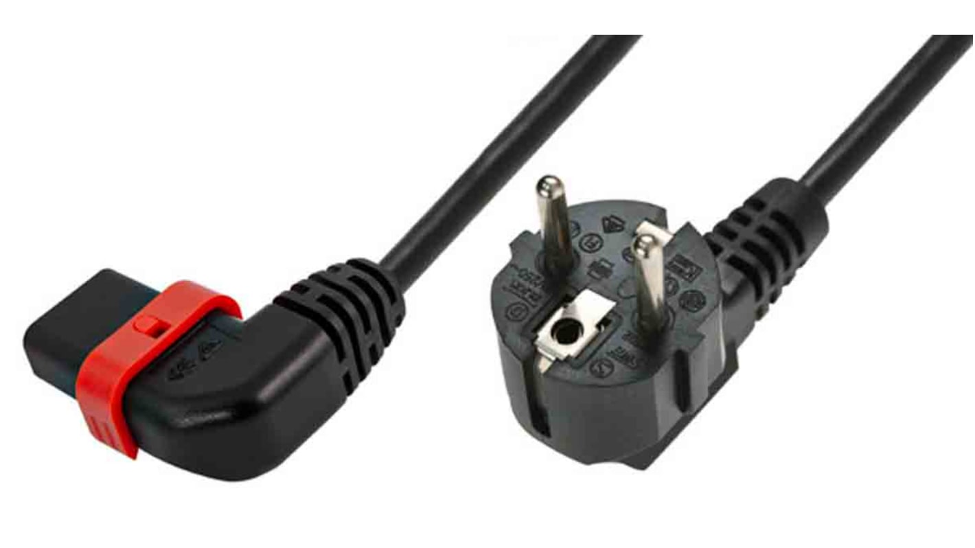 Cable de alimentación Schaffner Negro de 2m, con. A IEC C13, hembra, con. B CEE 7/7, macho, 250 V / 10 A