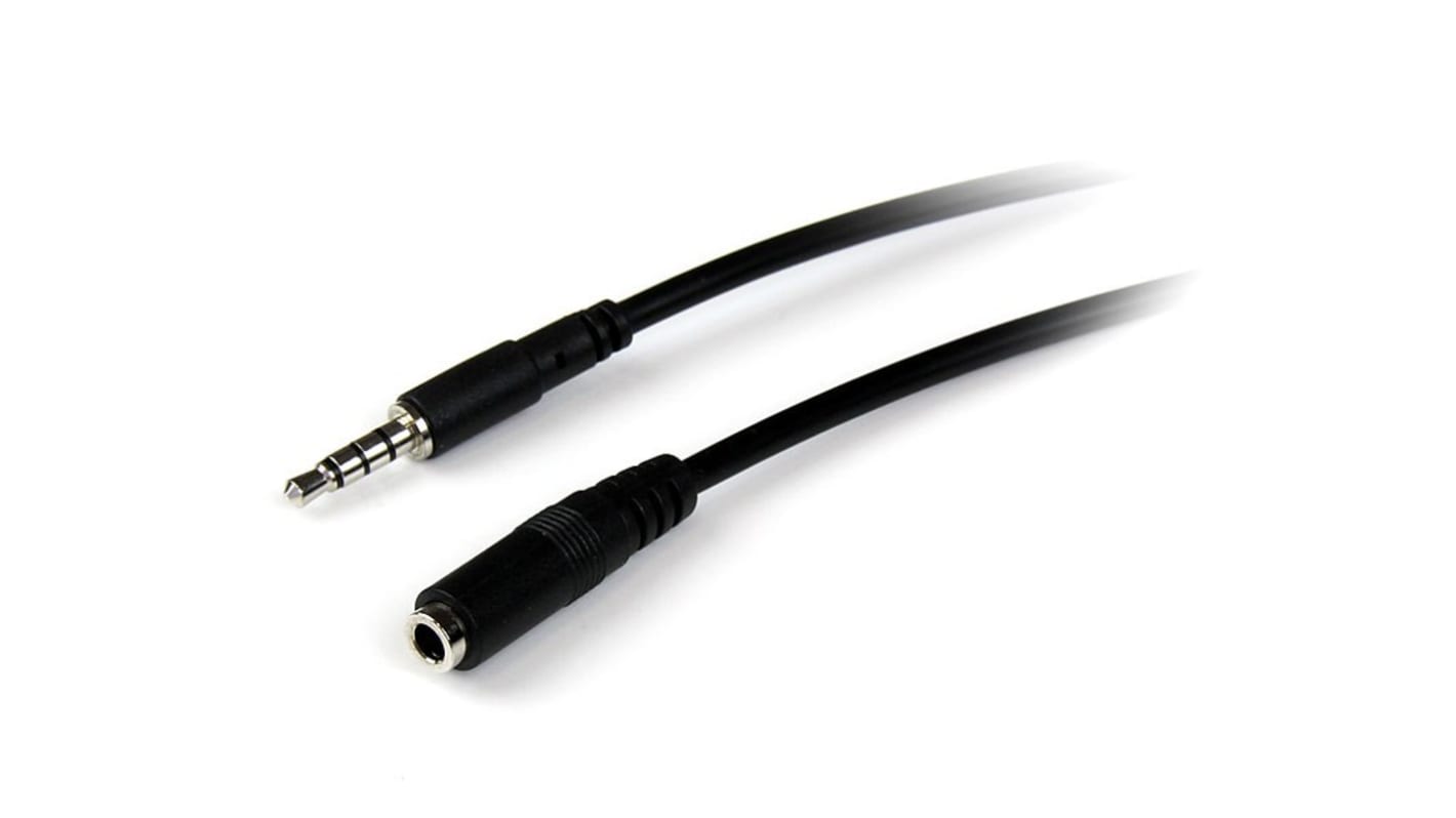 StarTech.com Male 3.5mm Stereo Jack to Female 3.5mm Stereo Jack Aux Cable, Black, 2m