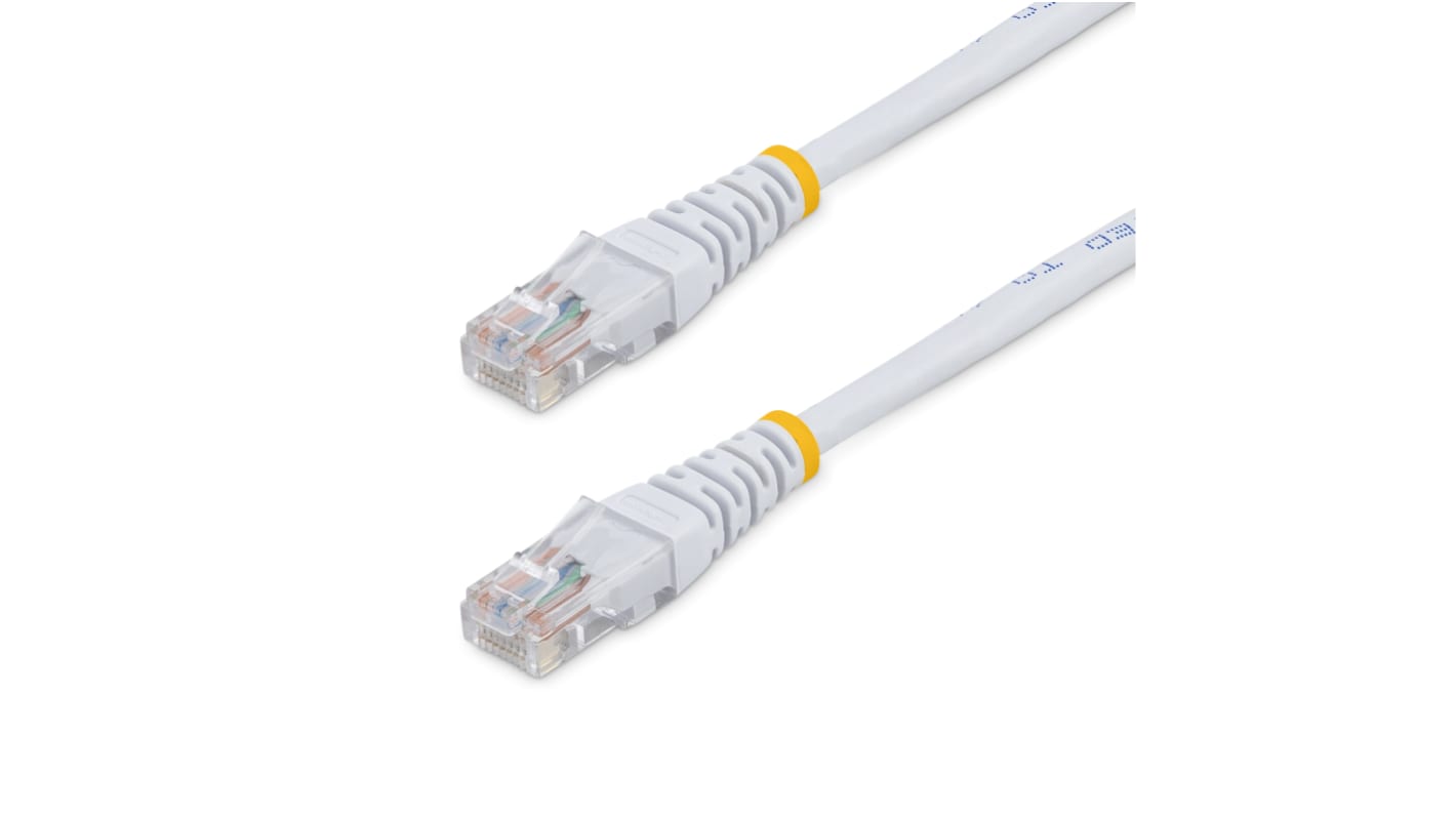 Cable Ethernet Cat5e U/UTP Startech de color Blanco, long. 15m, funda de PVC, Calificación CMG