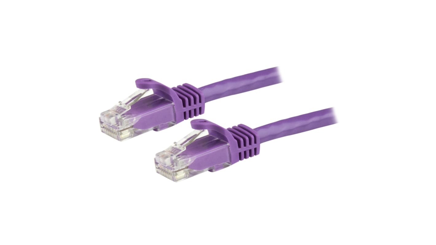 Cable Ethernet Cat6 U/UTP Startech de color Morado, long. 5m, funda de PVC, Calificación CMG