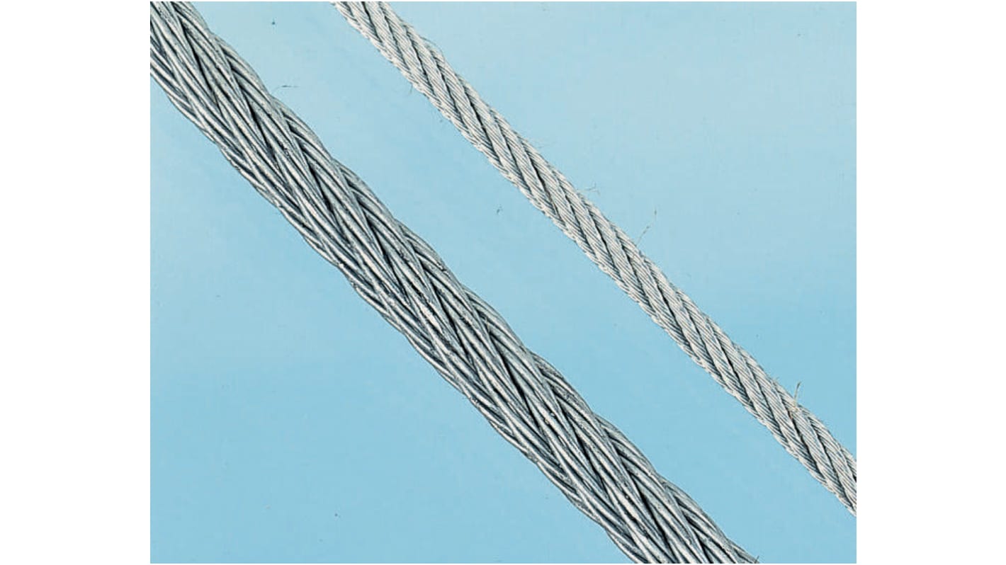 RS PRO Galvanised Metal Wire Rope, 50m