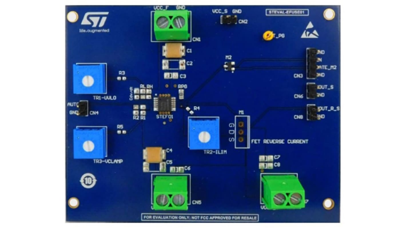 Placa de evaluación Fusible electrónico STMicroelectronics STEF01 Fully Programmable Universal Electronic Fuse -