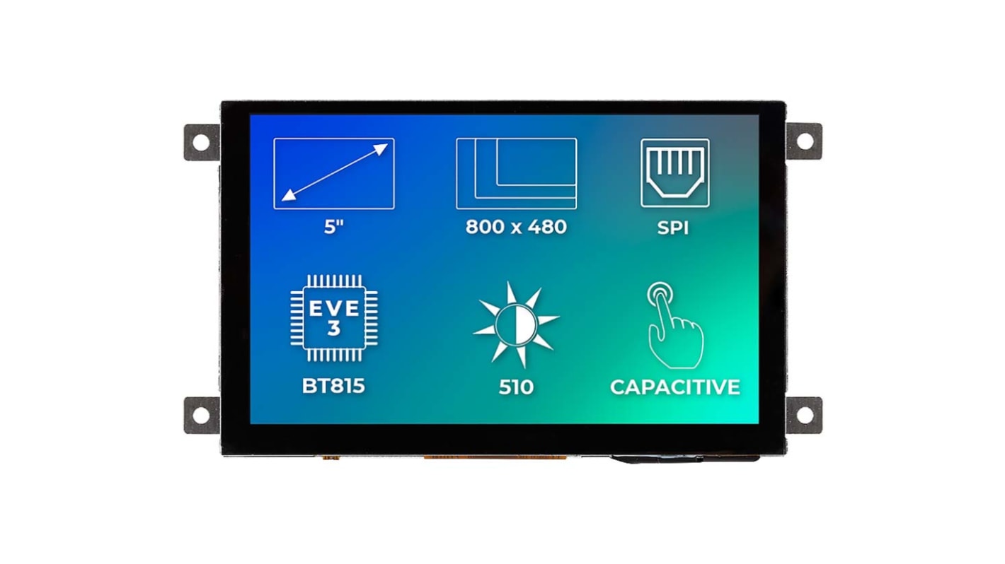 Riverdi Farb-LCD 5Zoll SPI mit Touch Screen Kapazitiv, 800 x 480pixels, 108 x 65mm 4 V LED dc