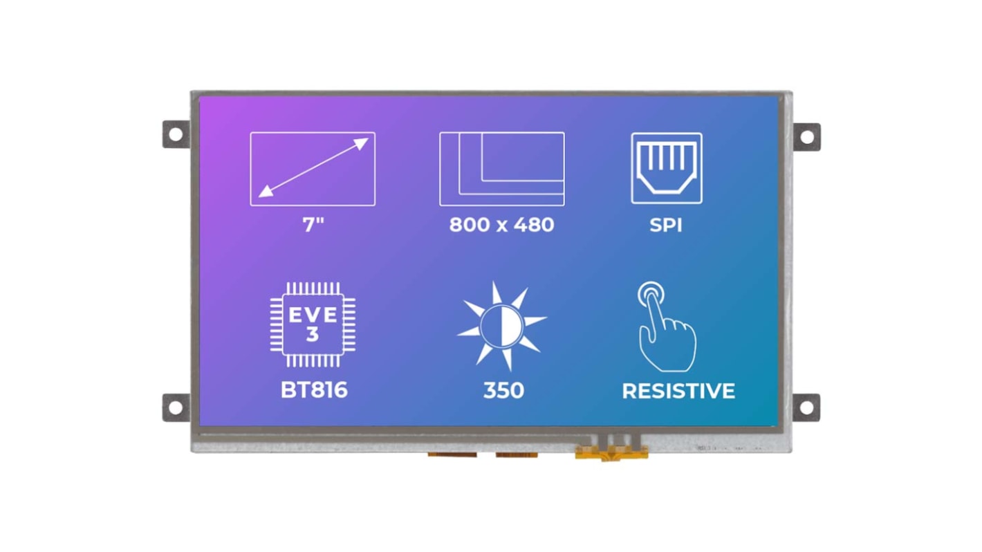 Display LCD a colori Riverdi, 7poll, interfaccia SPI, 1792 x 1024pixels, touchscreen