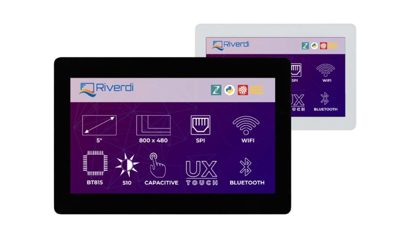 Display LCD a colori Riverdi, 5poll, interfaccia SPI, 800 x 480pixels, touchscreen