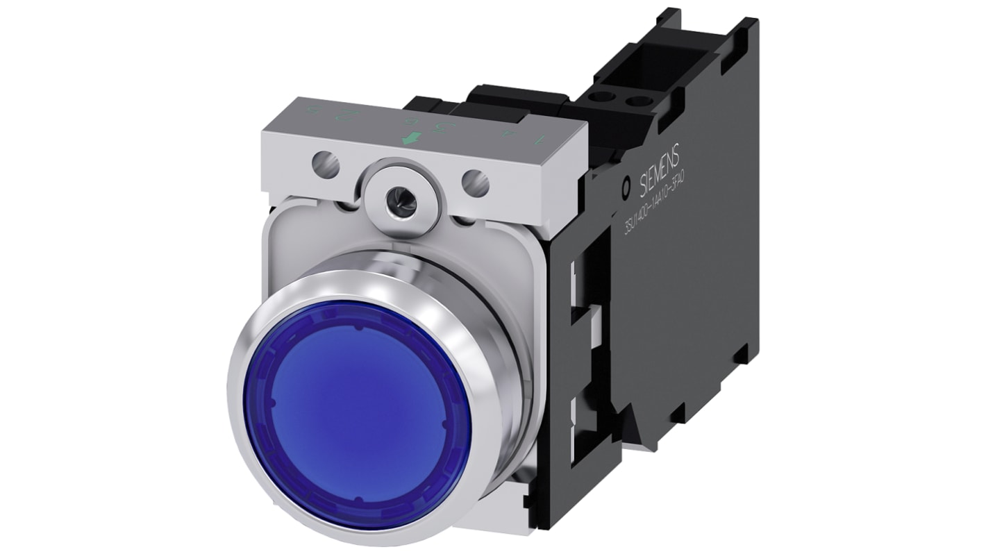 Siemens SIRIUS ACT Series Illuminated Push Button Complete Unit, 22mm Cutout, SPST, IP66, IP67, IP69(IP69K)