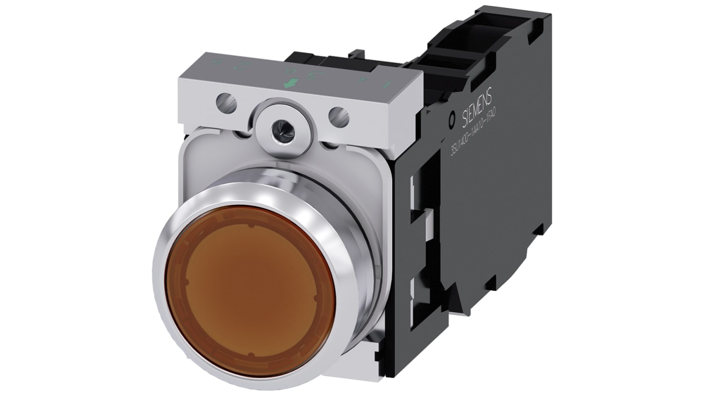 Siemens SIRIUS ACT Series Illuminated Push Button Complete Unit, 22mm Cutout, SPST, IP66, IP67, IP69(IP69K)