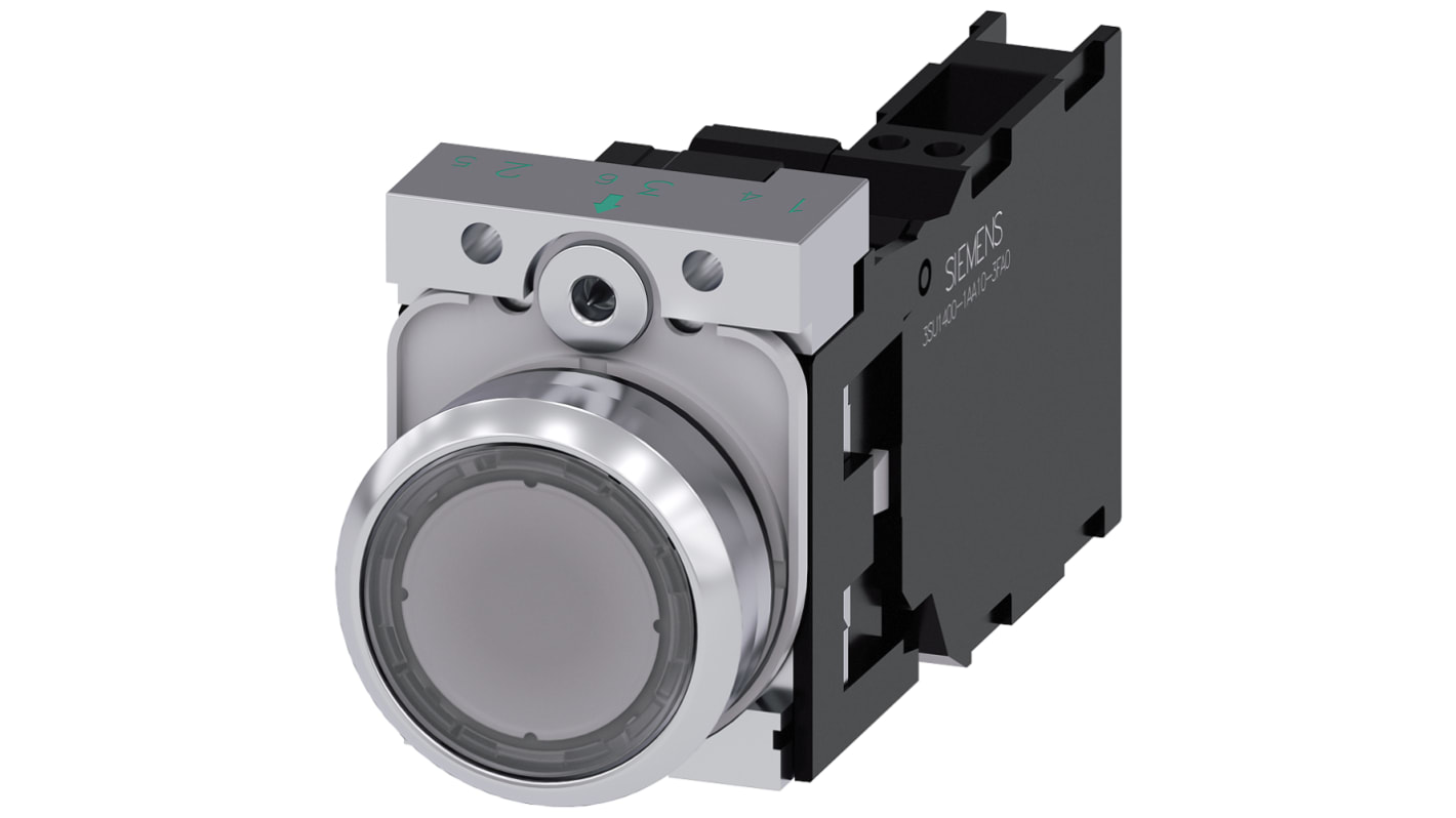 Siemens SIRIUS ACT Series Illuminated Push Button Complete Unit, 22mm Cutout, SPST, IP66, IP67, IP69(IP69K)