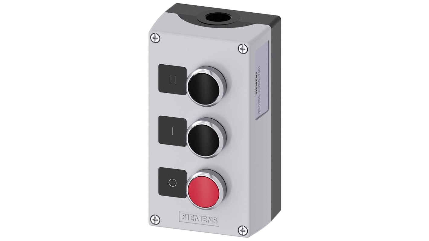 Interruptor de estación de control Siemens Roscado 10A IP66, IP67, IP69 SIRIUS ACT Negro, Rojo