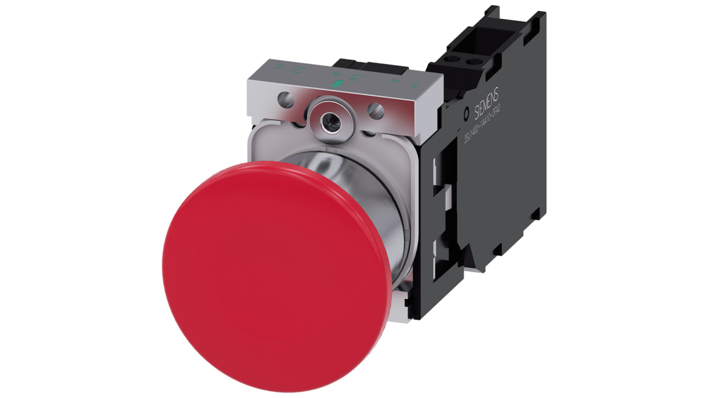 Siemens SIRIUS ACT Series Push Button Complete Unit, 22mm Cutout, SPST, IP66, IP67, IP69(IP69K)