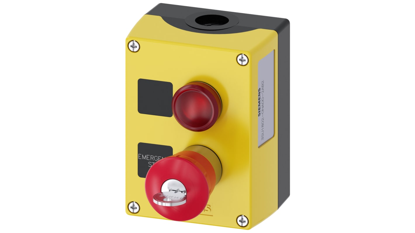 Siemens 3SU1 Series Key Release Emergency Stop Push Button, Surface Mount, SPDT, IP66, IP67, IP69