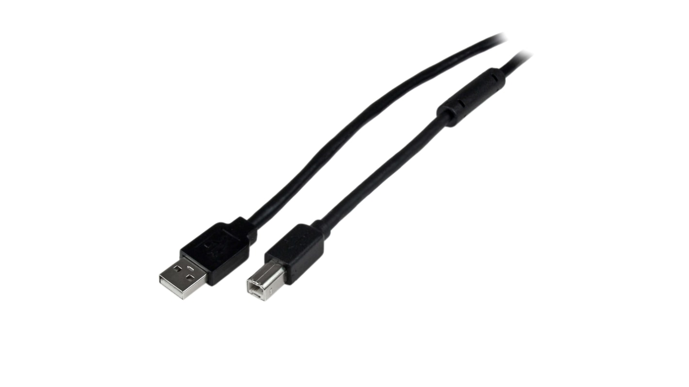 StarTech.com USB-kábel, USB A - USB B, Fekete, 20m