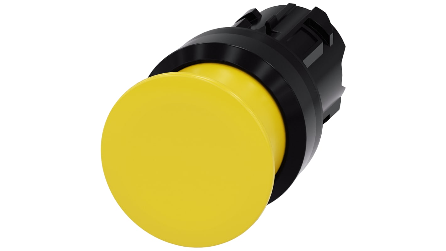 Tête de bouton poussoir Siemens, SIRIUS ACT Jaune, Ø découpe 22mm, Momentané