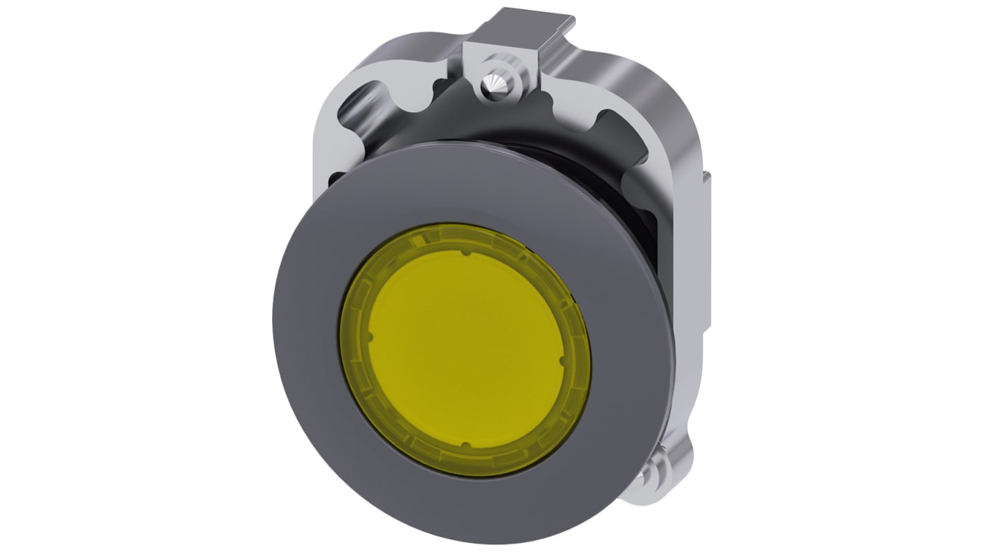 Tête de bouton poussoir Siemens, SIRIUS ACT Jaune, Ø découpe 30mm, Accrochage