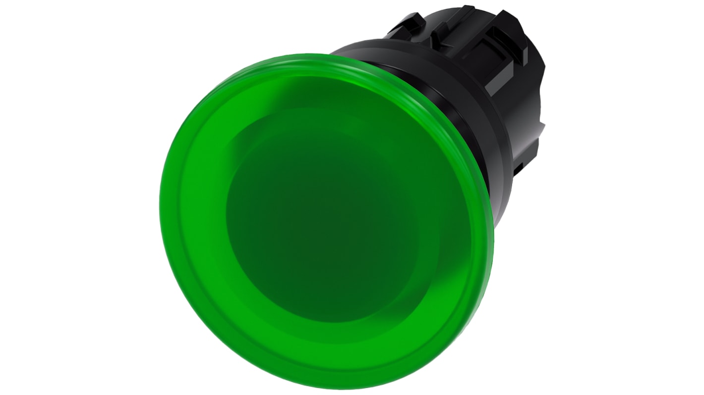 Cabezal de pulsador Siemens serie SIRIUS ACT, Ø 22mm, de color Verde, Momentáneo, IP66, IP67, IP69K