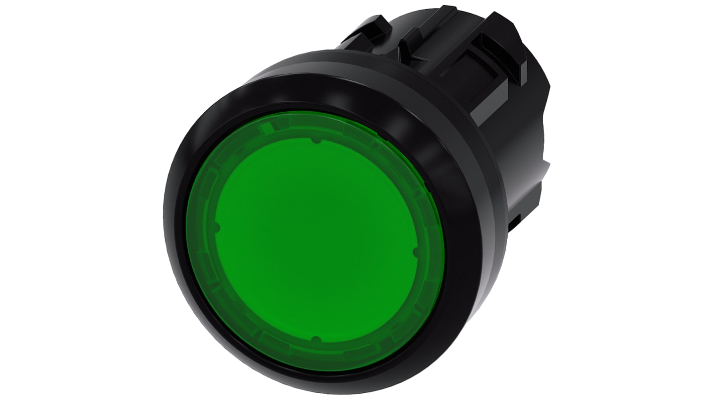 Tête de voyant lumineux Vert Siemens, série SIRIUS ACT, diam. découpe 22mm, IP66, IP67, IP69K