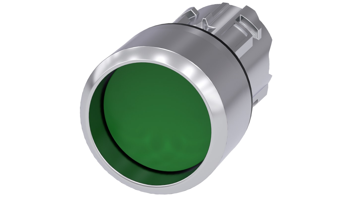 Cabezal de pulsador Siemens serie SIRIUS ACT, Ø 22mm, de color Verde, Momentáneo, IP66, IP67, IP69K